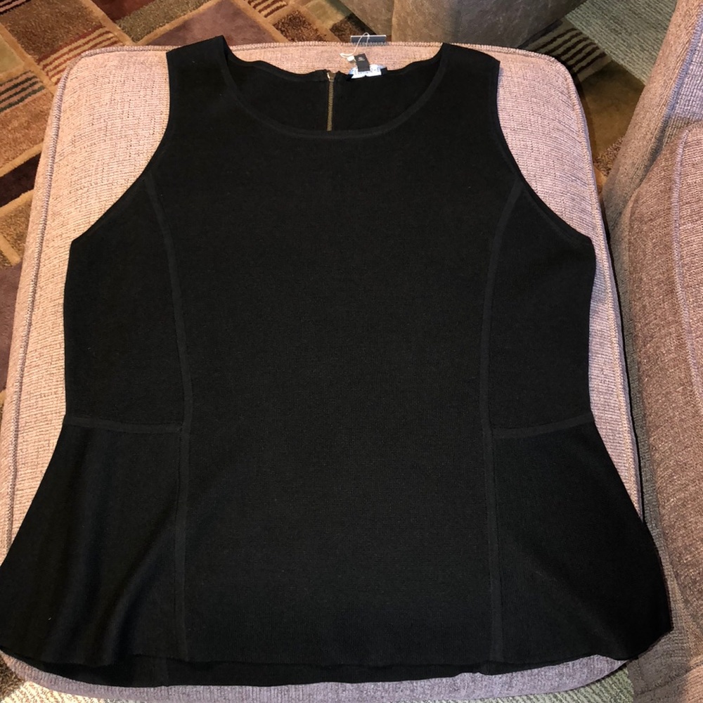 Eileen Fisher black knit sleeveless top